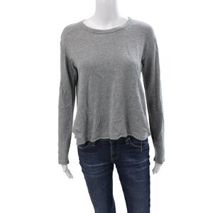 Wilt Women Basic Gray Cotton Blend Long Sleeve T-Shirt Crew Neck Size XS